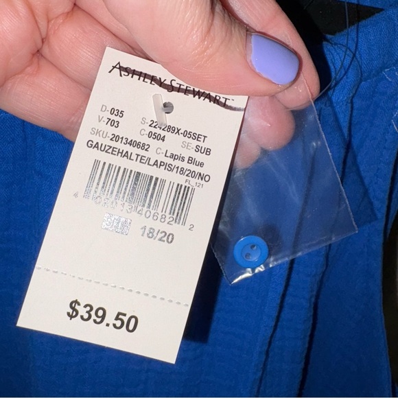 Ashley Stewart Blue Sleeveless Tank Top, Needs Seam Repair, Size 18/20 NWT - Picture 2 of 5